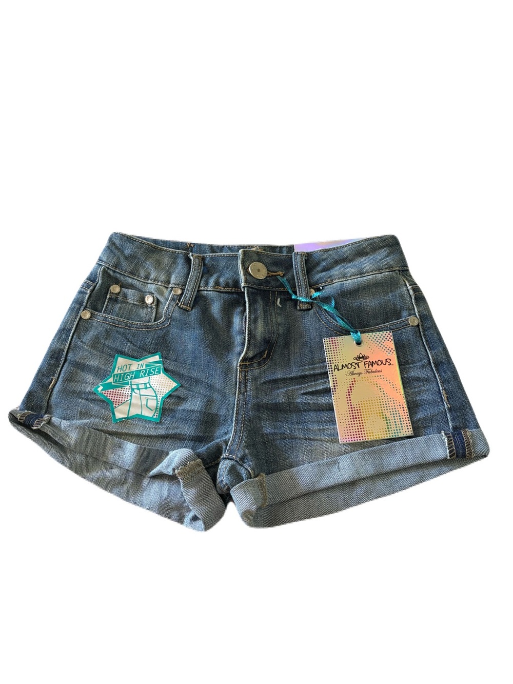 Almost Famous Dark Blue Denim High-Rise Cuffed Women’s Shorts